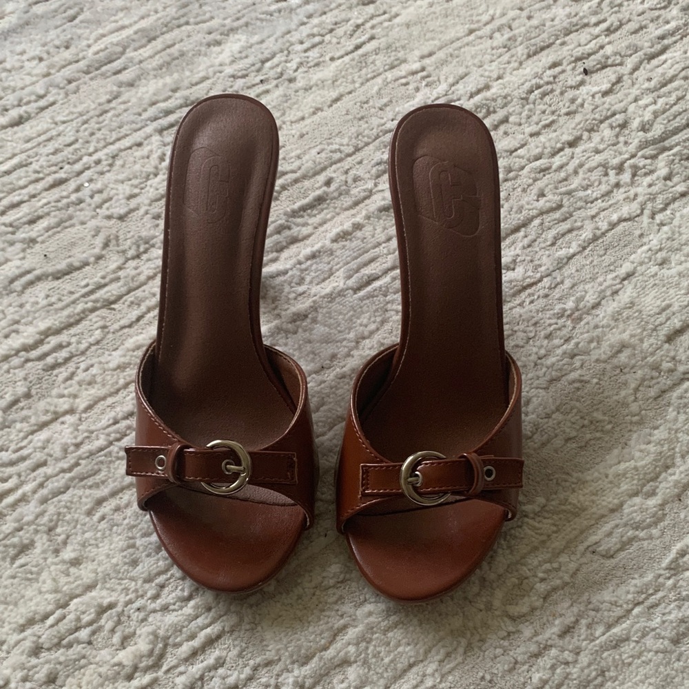 Brown Open Toe Mules Sandals